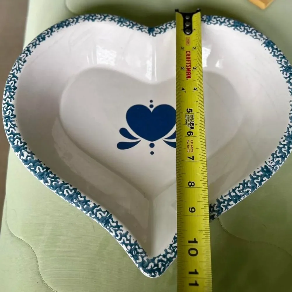 VTG Cottagecore Americana Blue & White Heart Shaped Serveware Plate